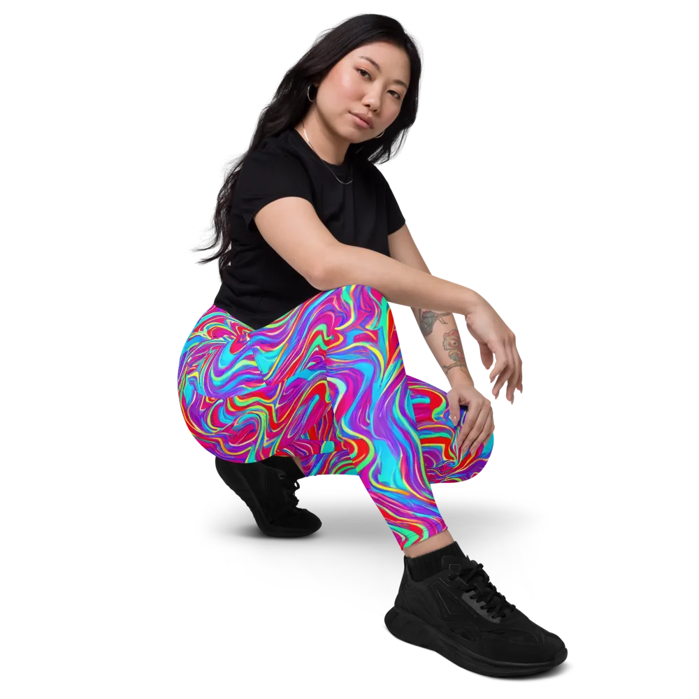 Rainbow Turbulence on Leggings with Pockets — Right Front