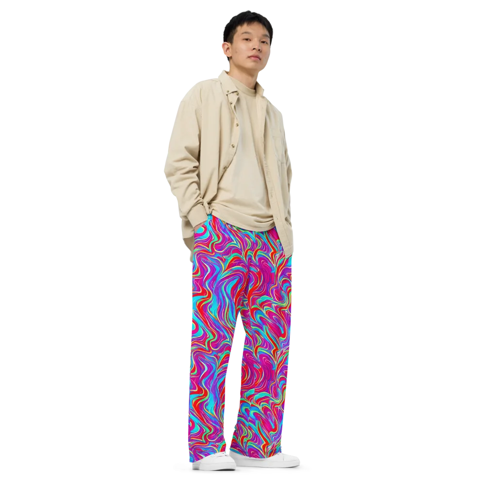 Rainbow Turbulence on Wide-Leg Pants — Right Front
