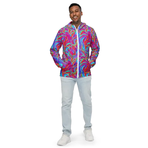 Rainbow Turbulence on a Men's Windbreaker