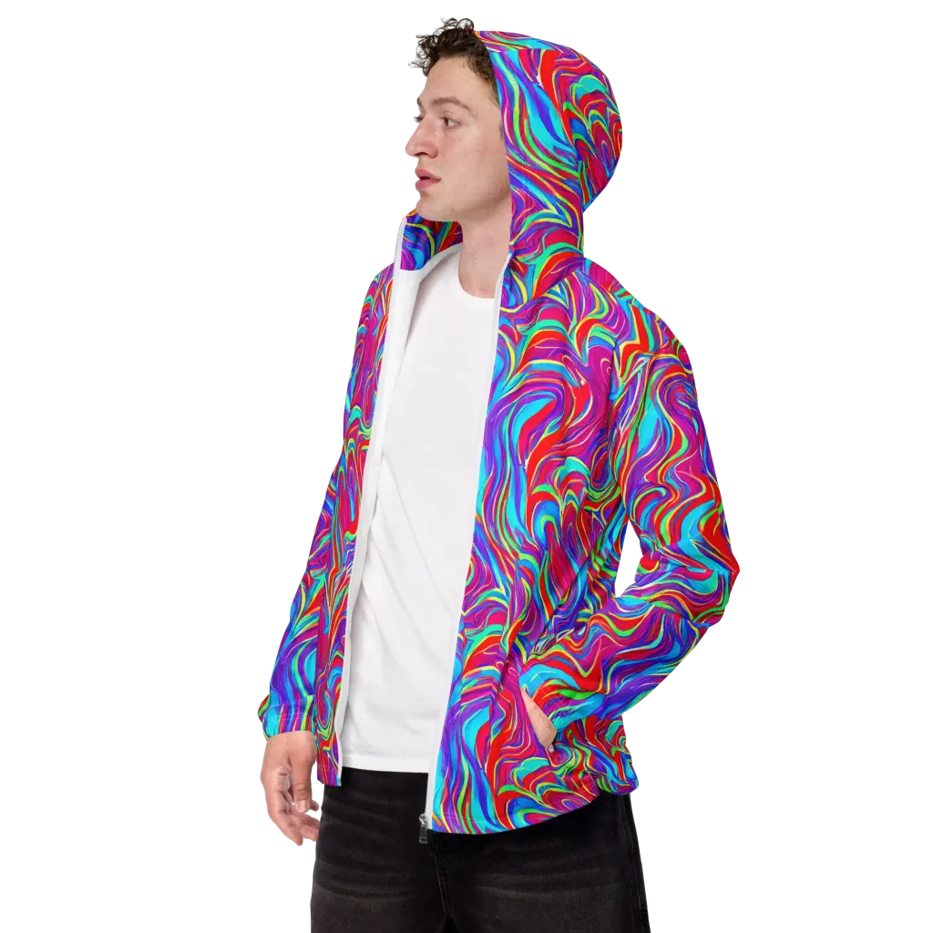Rainbow Turbulence on Men's Windbreaker — Left Front