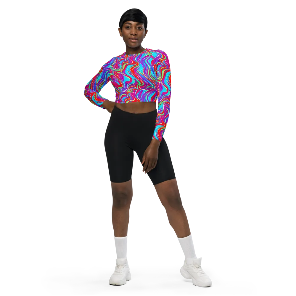 Rainbow Turbulence on Long Sleeve Crop Top — Front