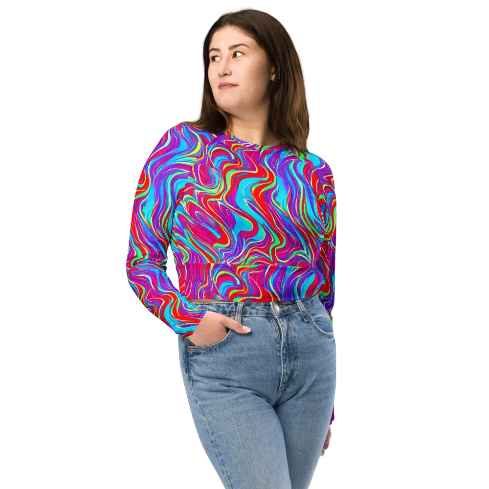 Rainbow Turbulence on Long Sleeve Crop Top — Front