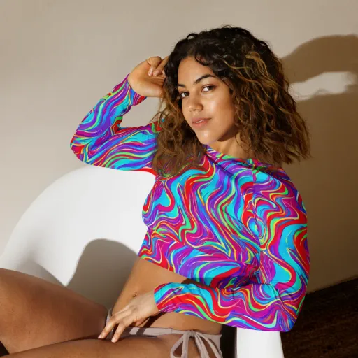 Rainbow Turbulence on a Long Sleeve Crop Top