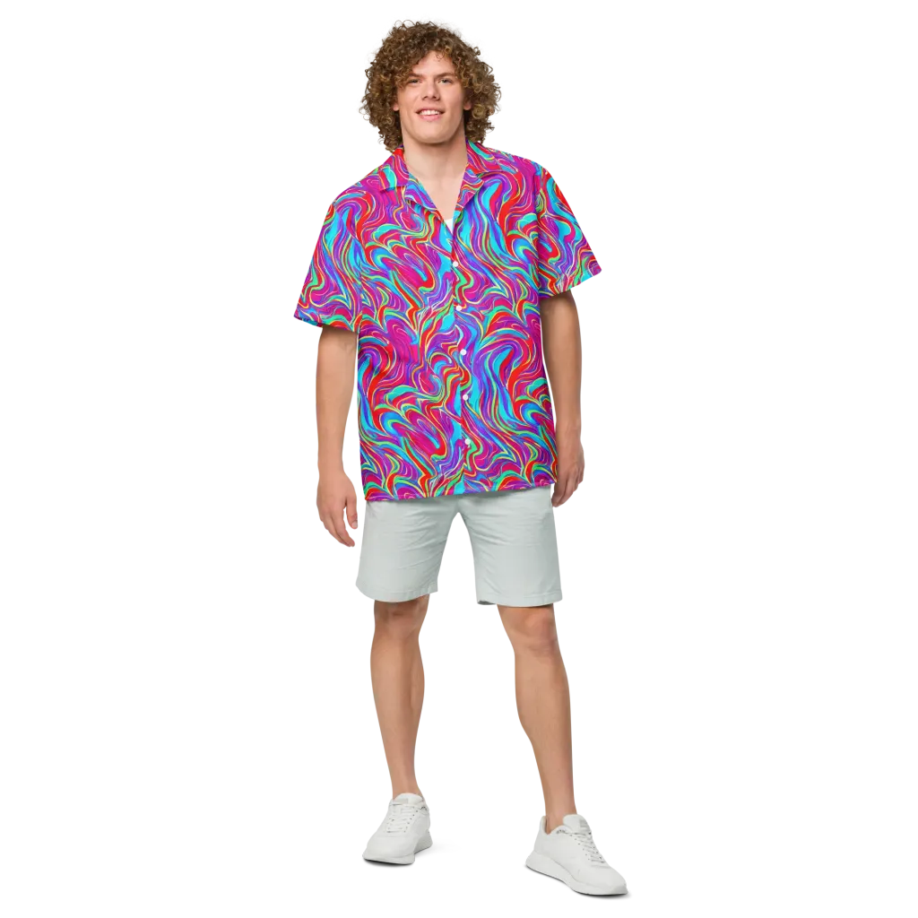 Rainbow Turbulence on Button Shirt — Front