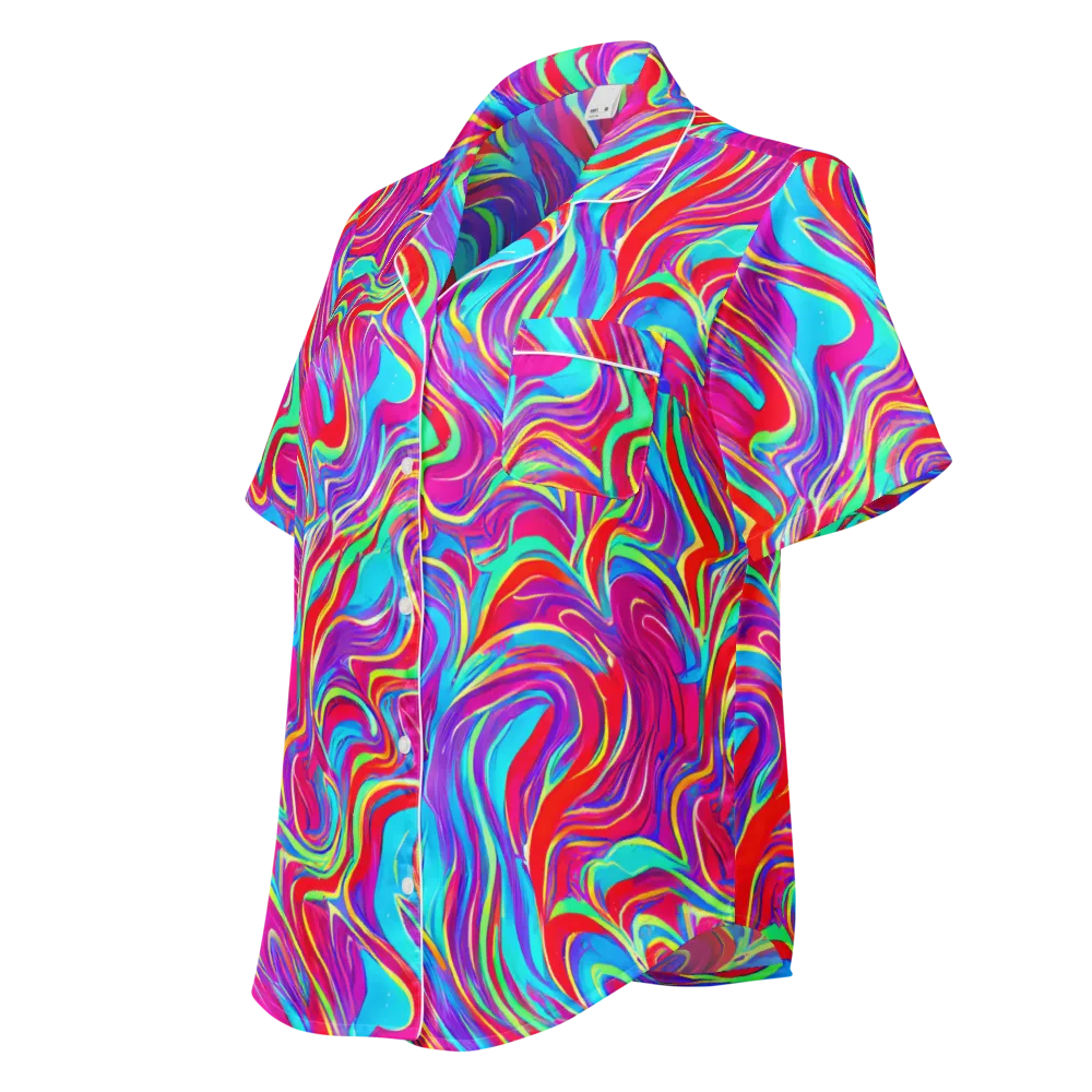 Rainbow Turbulence on Women's Short Sleeve Pajama Top — Left Front