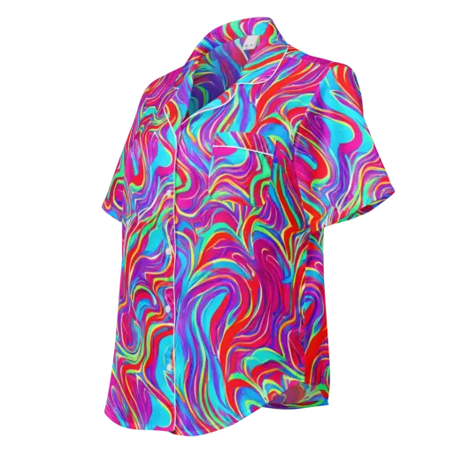 Rainbow Turbulence on a Women's Short Sleeve Pajama Top
