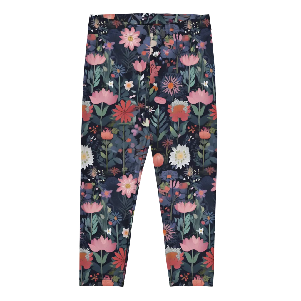Twilight Bloom on Capri Leggings — Front