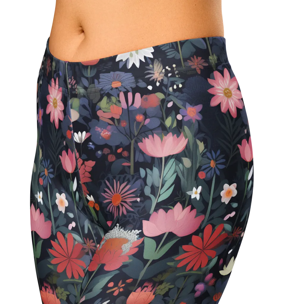 Twilight Bloom on Capri Leggings — Zoomed-in