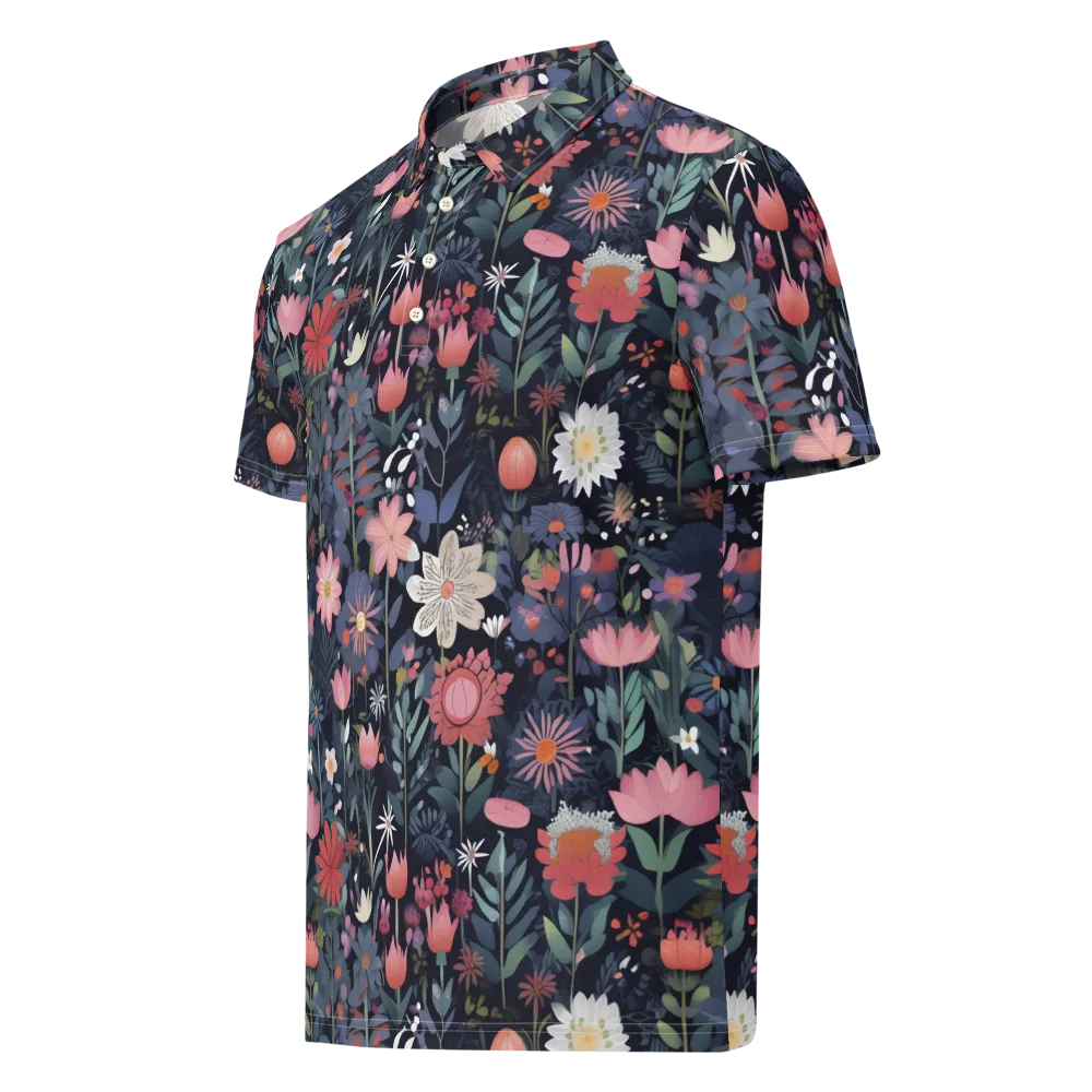 Twilight Bloom on Men's Slim Fit Polo Shirt — Left Front