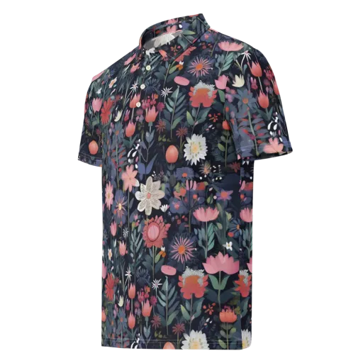Twilight Bloom on a Men's Slim Fit Polo Shirt
