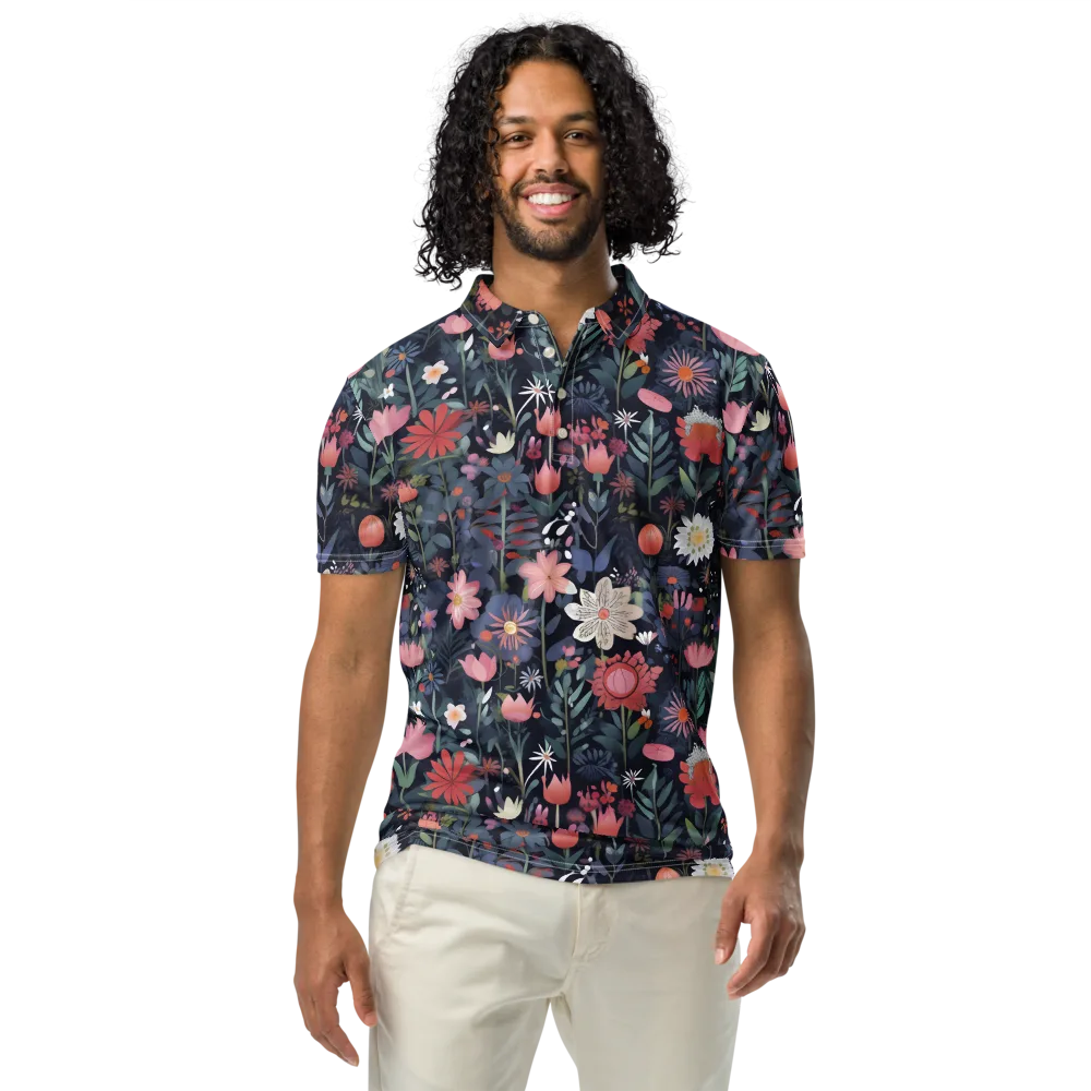 Twilight Bloom on Men's Slim Fit Polo Shirt — Front