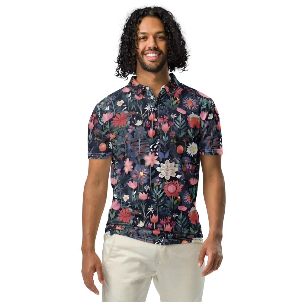 Twilight Bloom on Men's Slim Fit Polo Shirt — Front