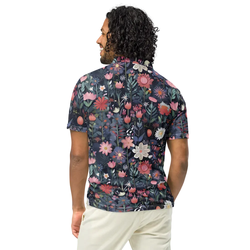 Twilight Bloom on Men's Slim Fit Polo Shirt — Back