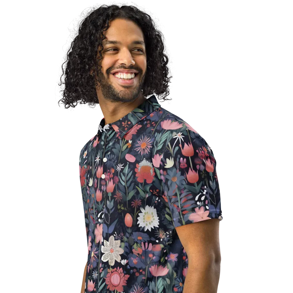 Twilight Bloom on Men's Slim Fit Polo Shirt — Left Front