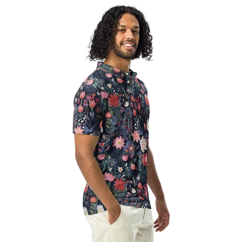 Twilight Bloom on Men's Slim Fit Polo Shirt — Right Front