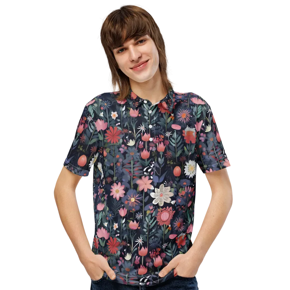 Twilight Bloom on Men's Slim Fit Polo Shirt — Front