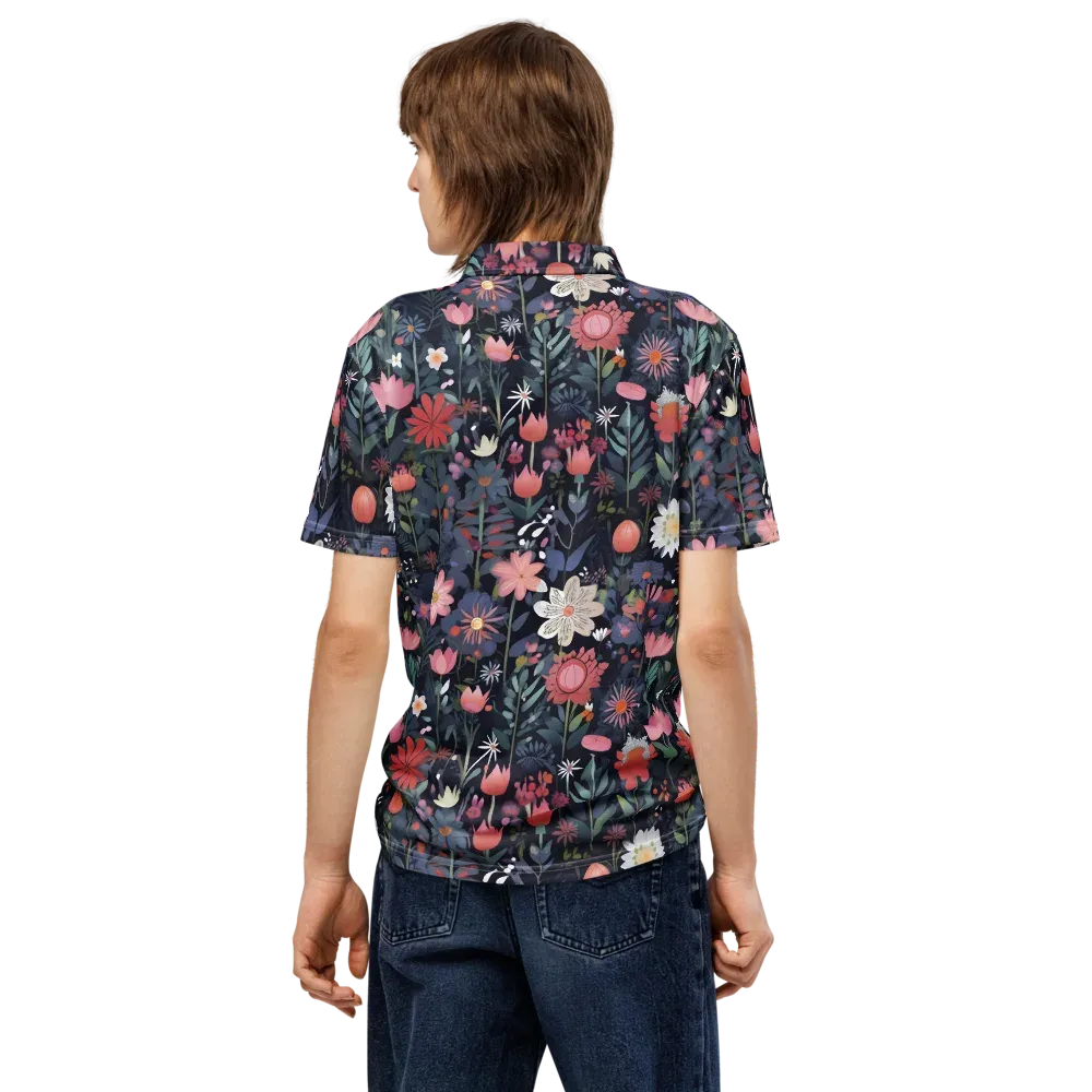 Twilight Bloom on Men's Slim Fit Polo Shirt — Back
