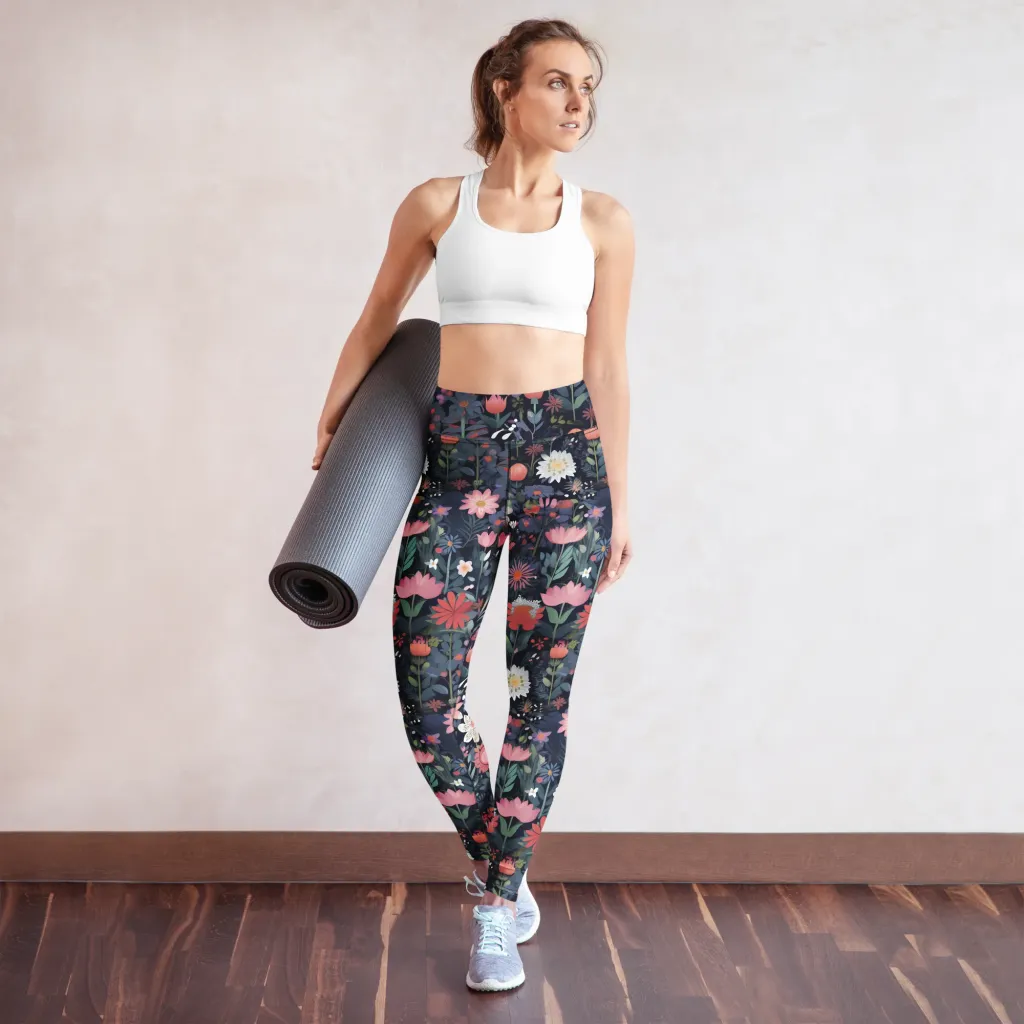 Twilight Bloom on Yoga Leggings — Front
