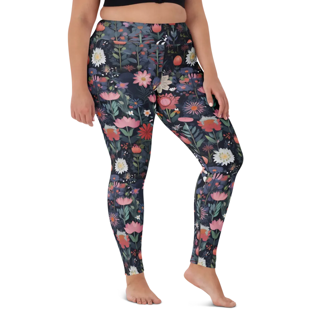 Twilight Bloom on Yoga Leggings — Front