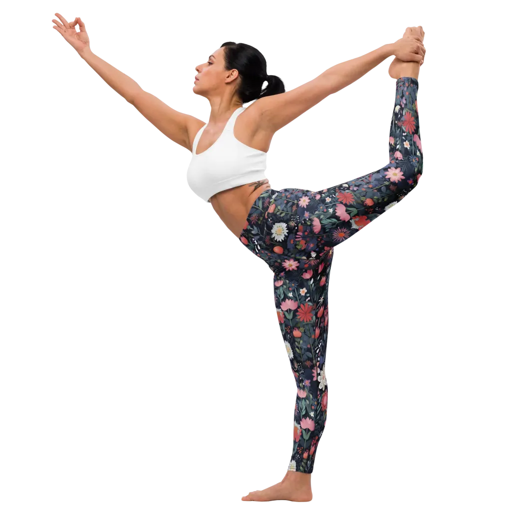 Twilight Bloom on Yoga Leggings — Left