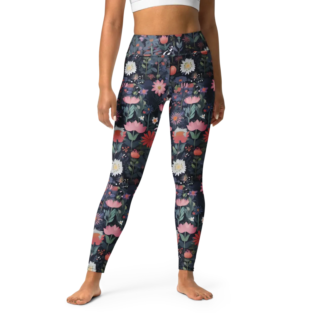 Twilight Bloom on Yoga Leggings — Front