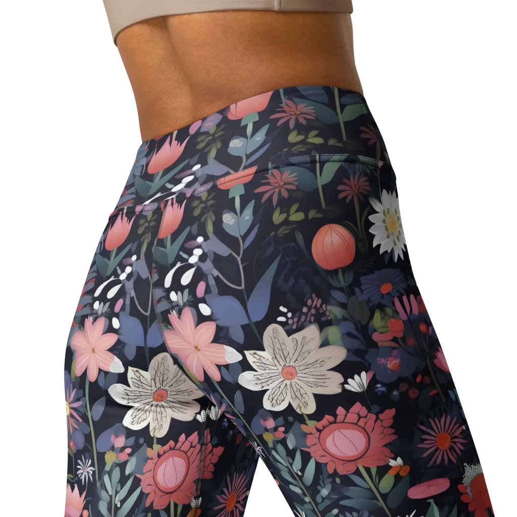 Twilight Bloom on Yoga Leggings — Back