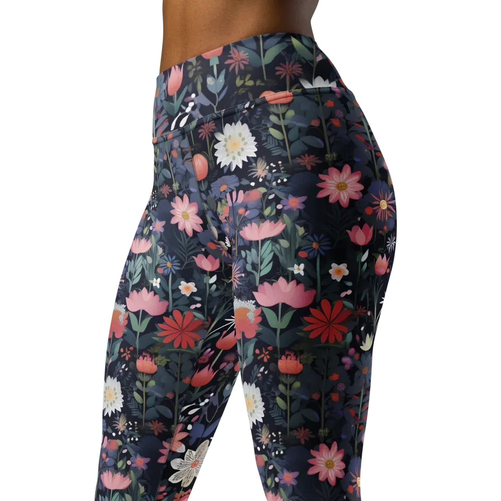 Twilight Bloom on Yoga Leggings — Left Front