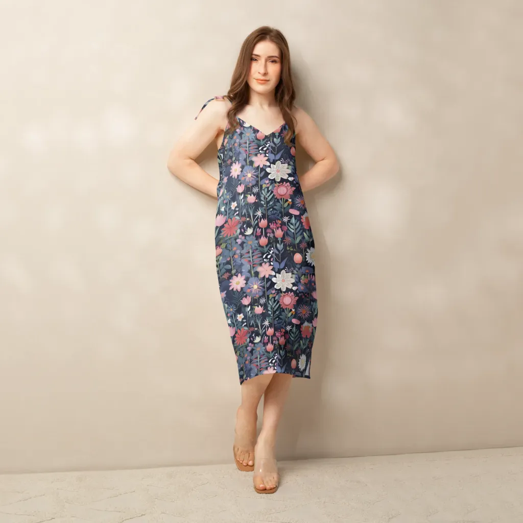 Twilight Bloom on Slip Dress — Front