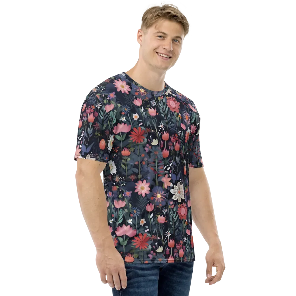 Twilight Bloom on Men's Crew Neck T-Shirt — Right