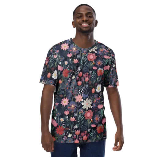 Twilight Bloom on a Men's Crew Neck T-Shirt