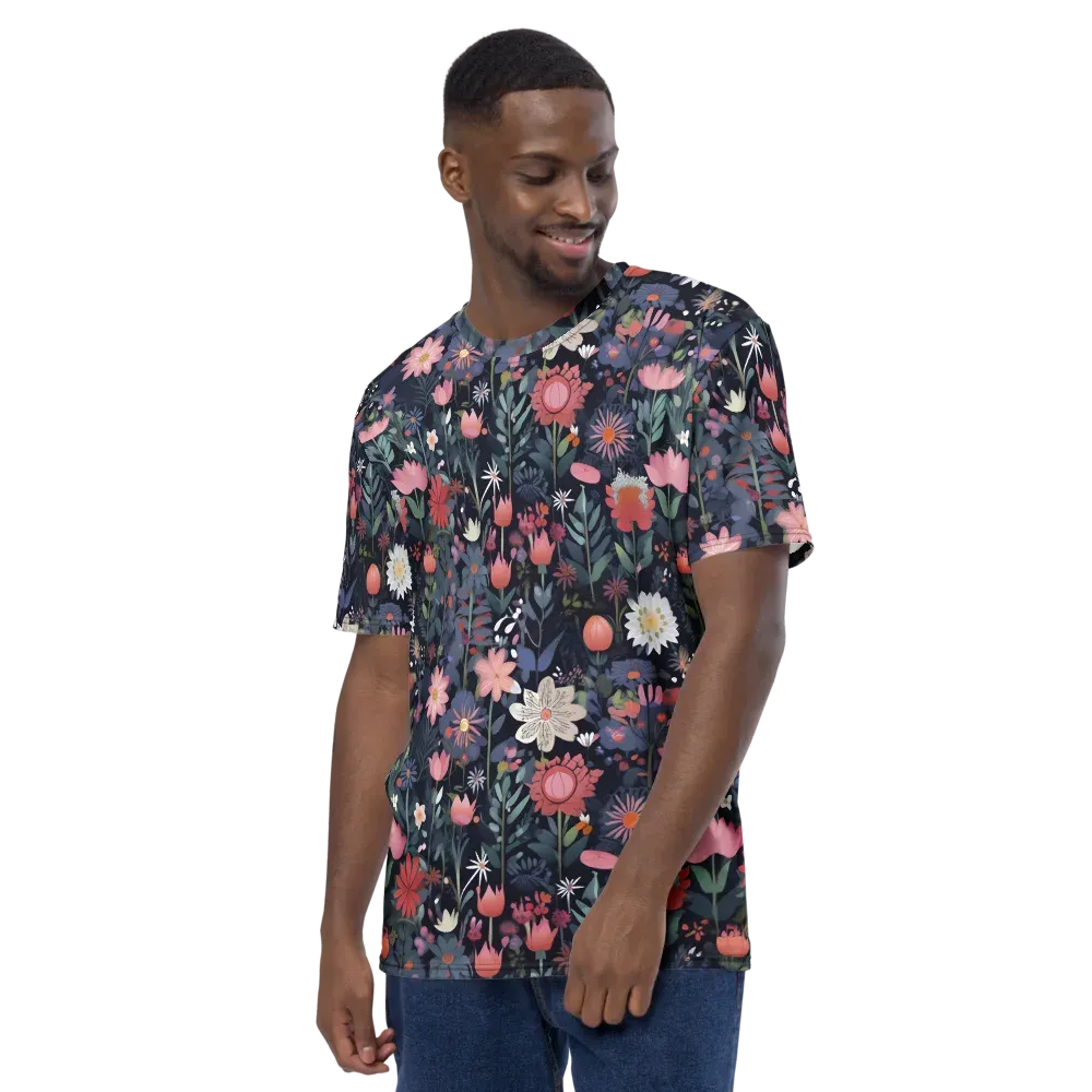 Twilight Bloom on Men's Crew Neck T-Shirt — Left