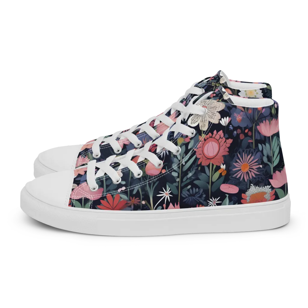 Twilight Bloom on Men's High Top Canvas Shoes — Left