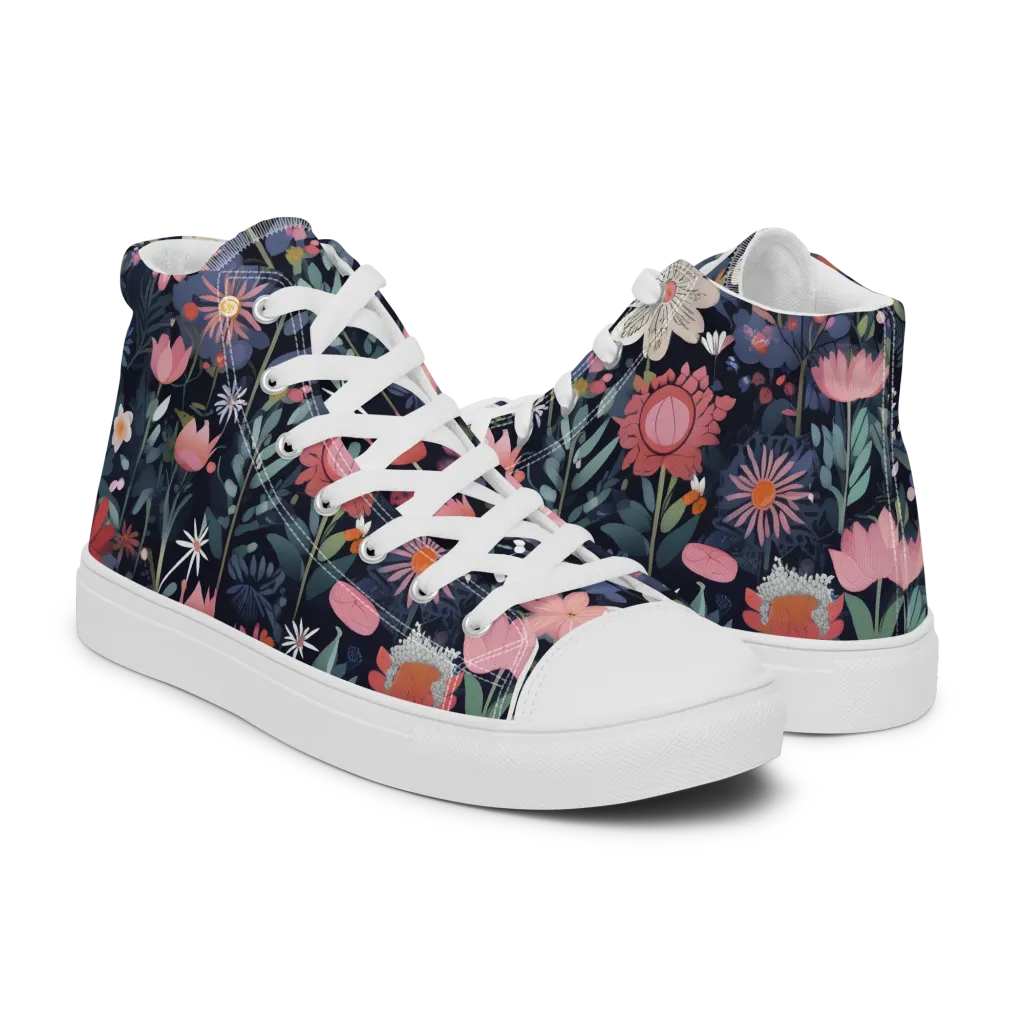 Twilight Bloom on Men's High Top Canvas Shoes — Right