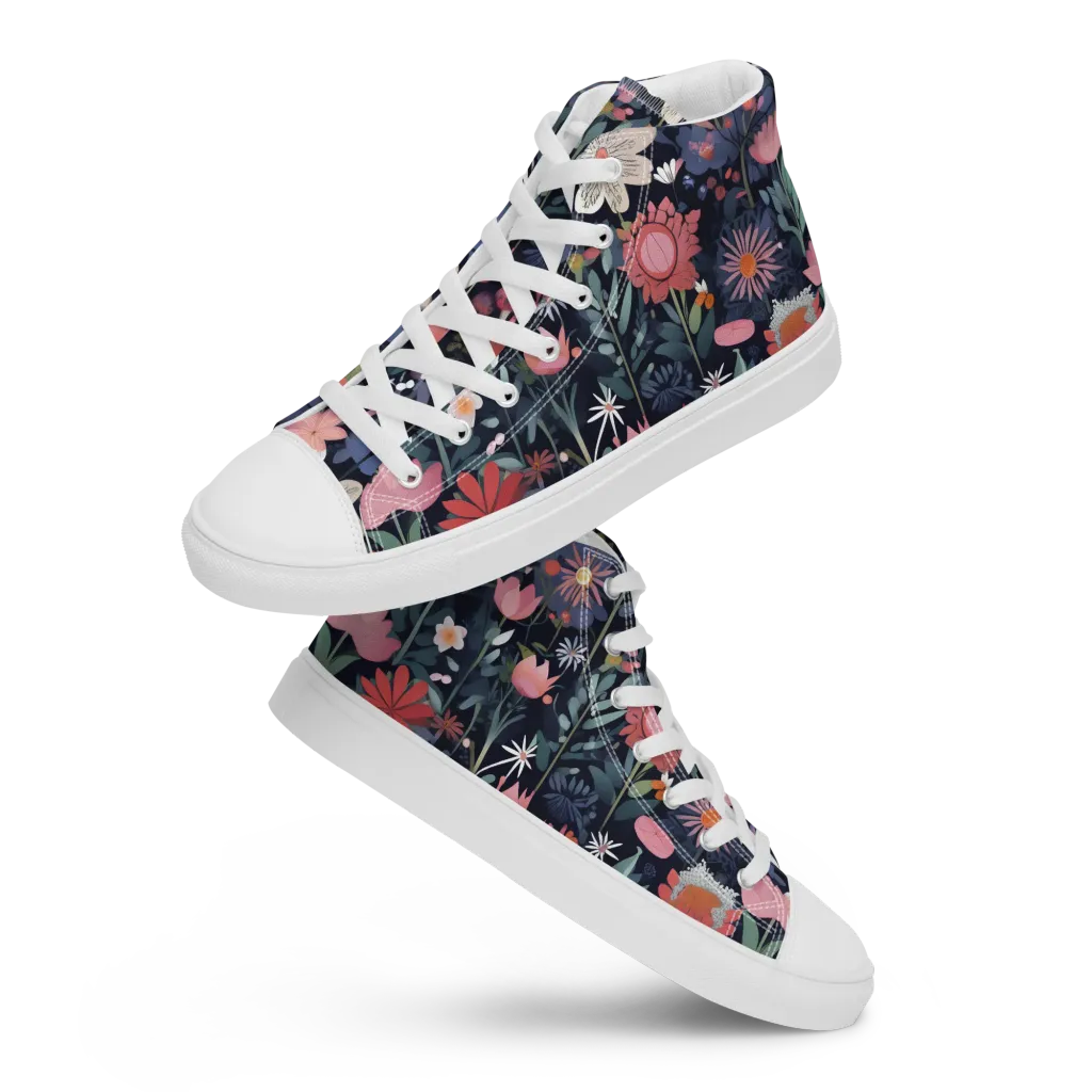 Twilight Bloom on Men's High Top Canvas Shoes — Front