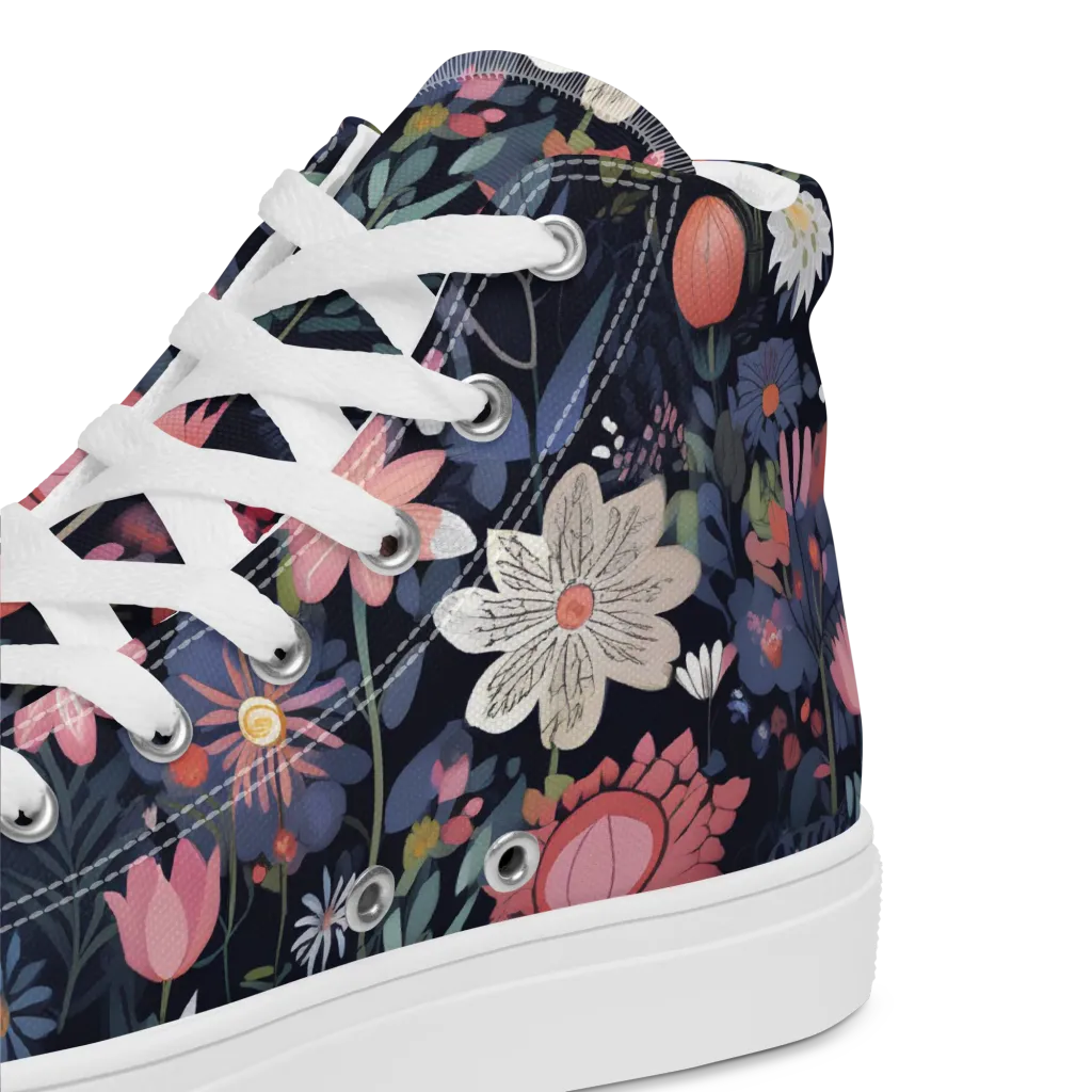Twilight Bloom on Men's High Top Canvas Shoes — Product details 2