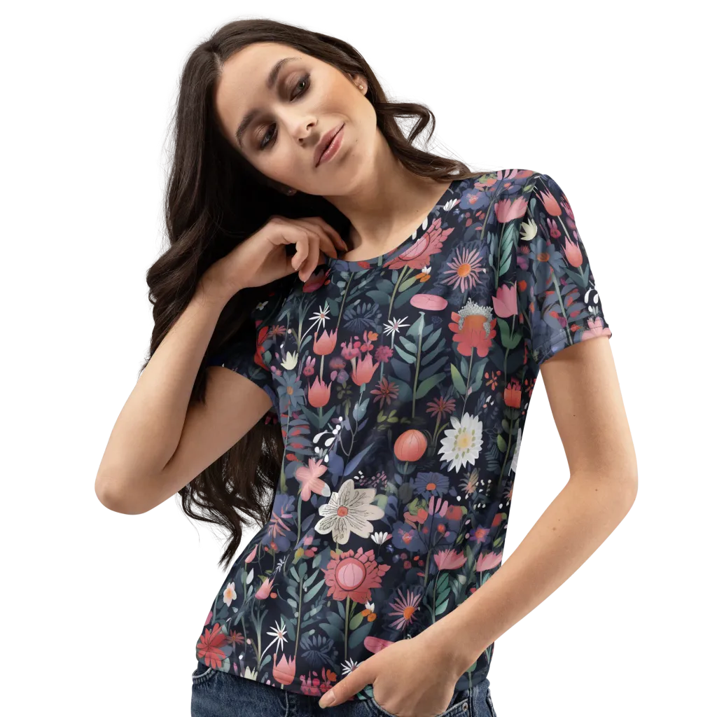 Twilight Bloom on Women's Crew Neck T-Shirt — Left Front