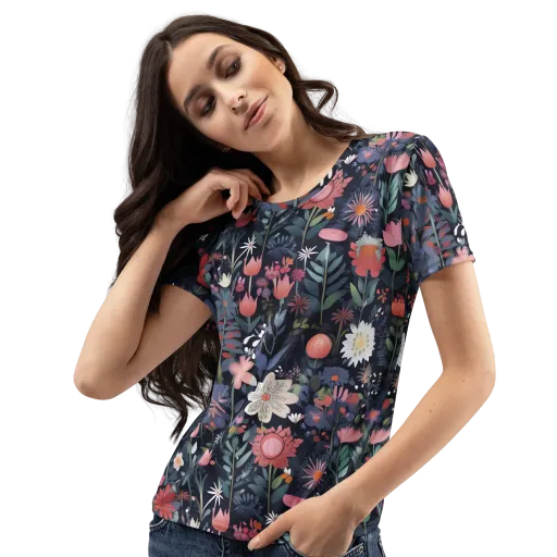 Twilight Bloom on a Women's Crew Neck T-Shirt
