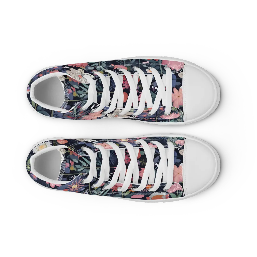 Twilight Bloom on Women's High Top Canvas Shoes — Front