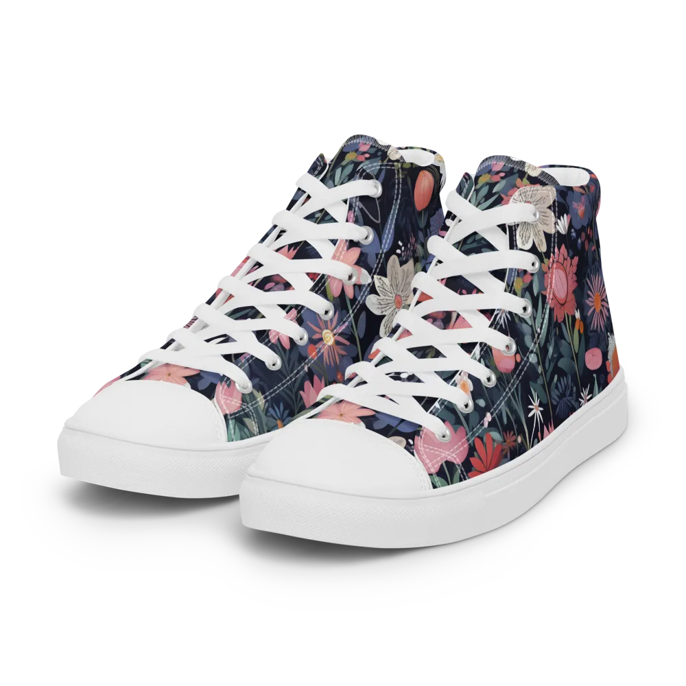 Twilight Bloom on Women's High Top Canvas Shoes — Left Front