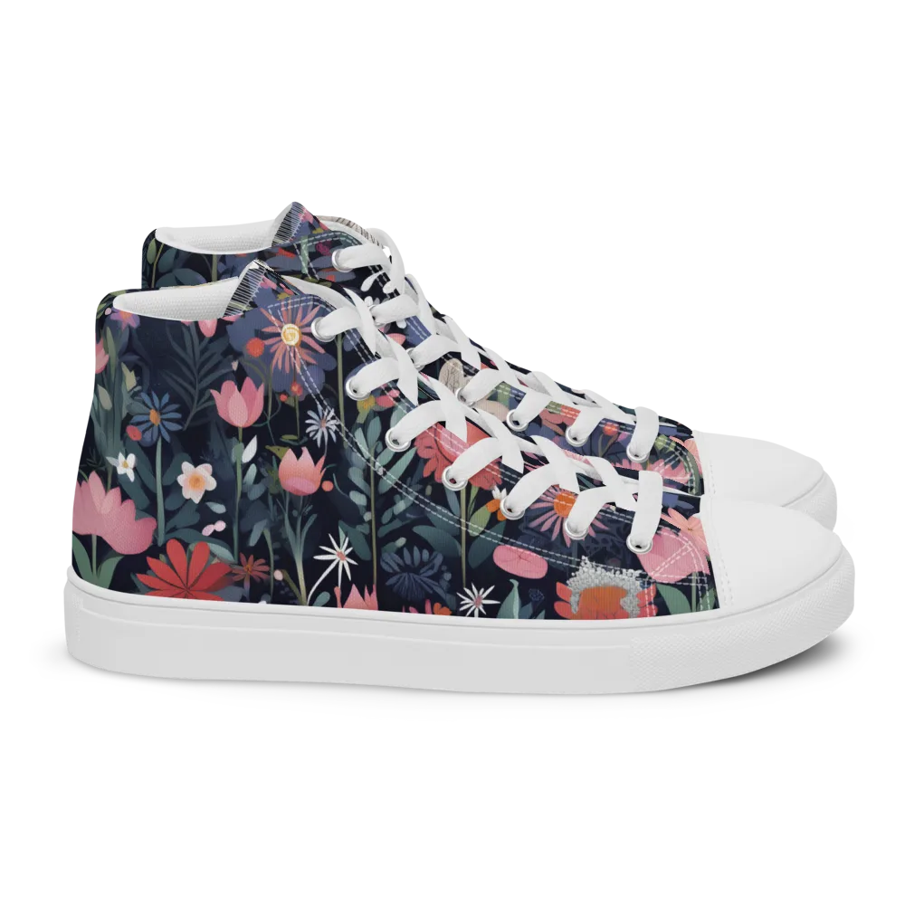Twilight Bloom on Women's High Top Canvas Shoes — Right
