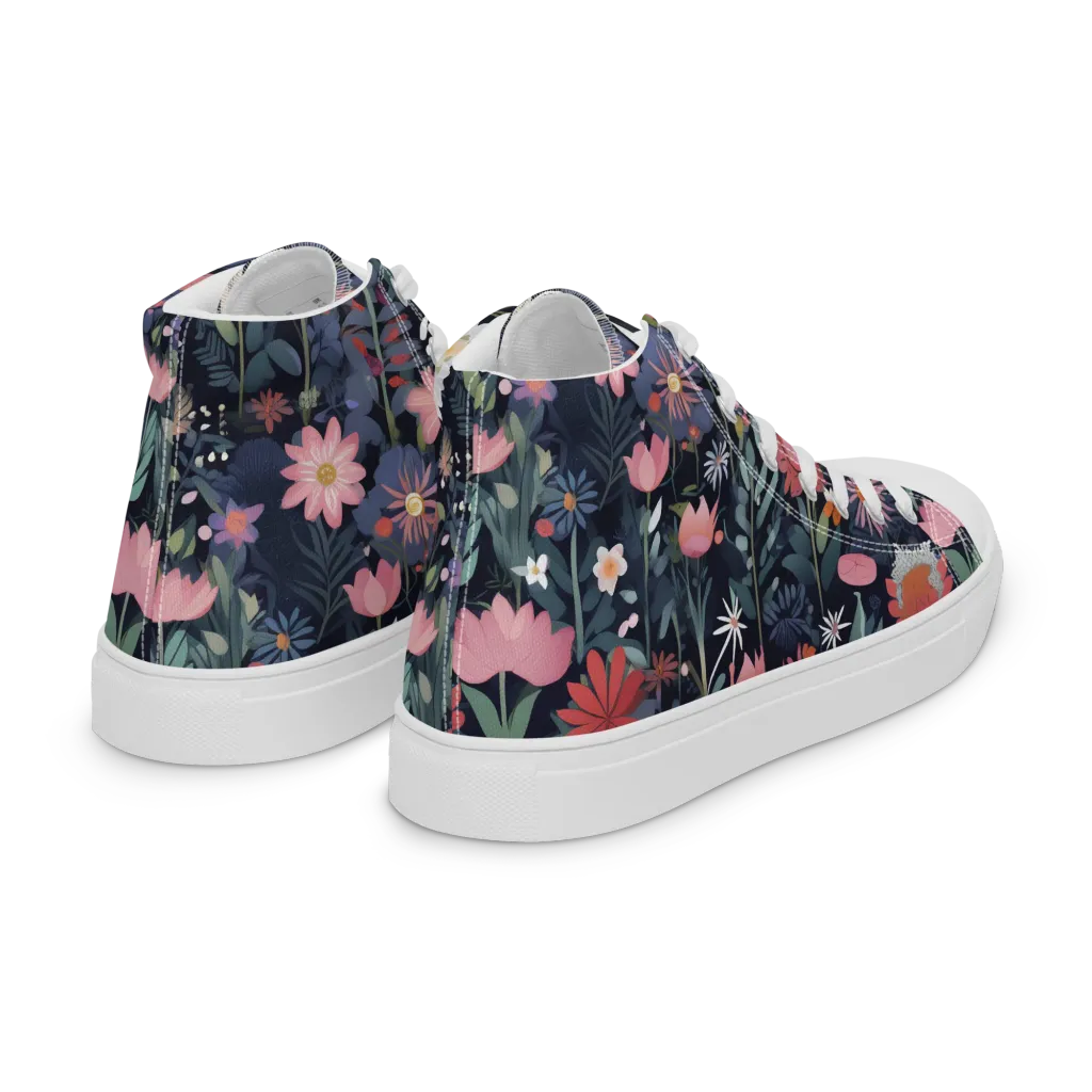Twilight Bloom on Women's High Top Canvas Shoes — Right Back