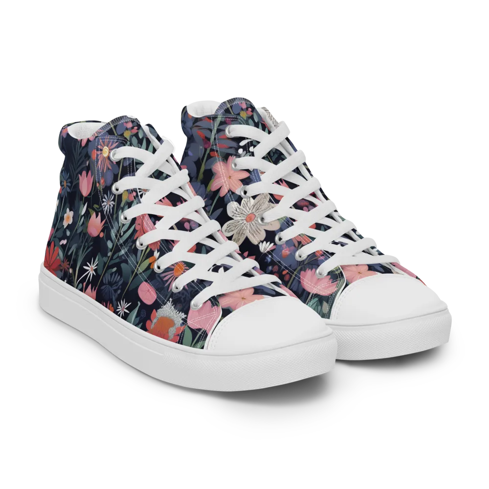 Twilight Bloom on Women's High Top Canvas Shoes — Right Front