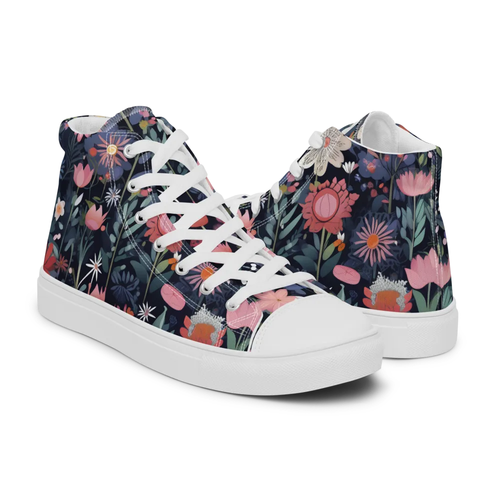 Twilight Bloom on Women's High Top Canvas Shoes — Right