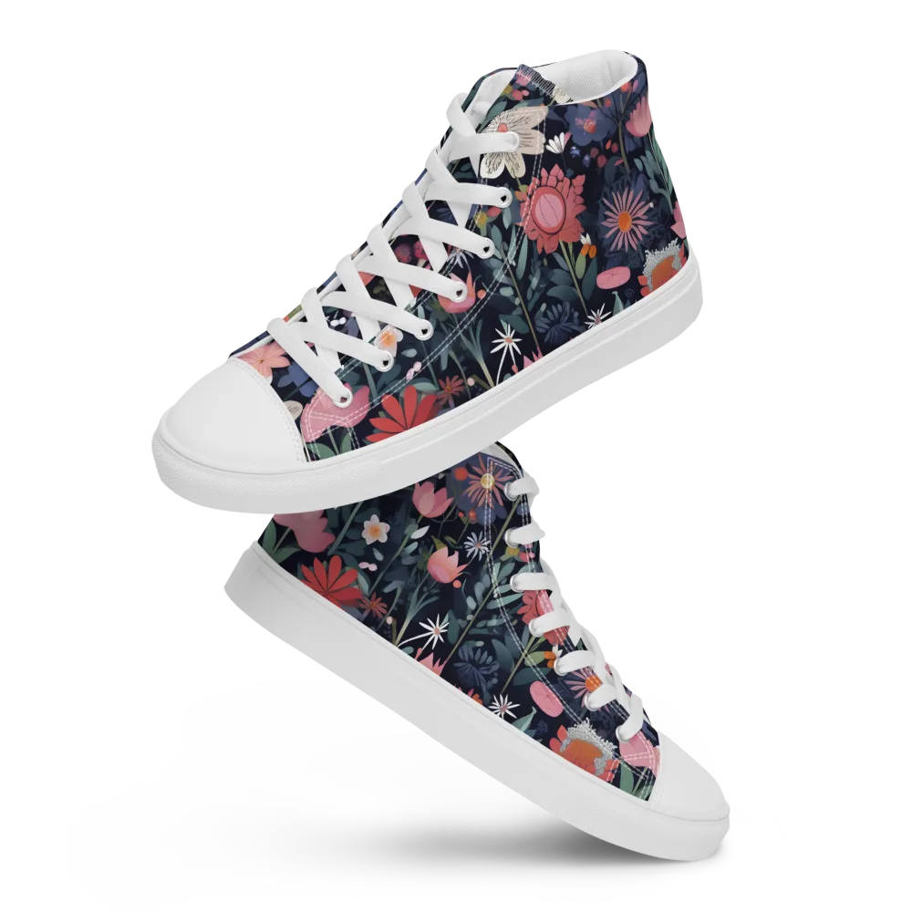 Twilight Bloom on Women's High Top Canvas Shoes — Front