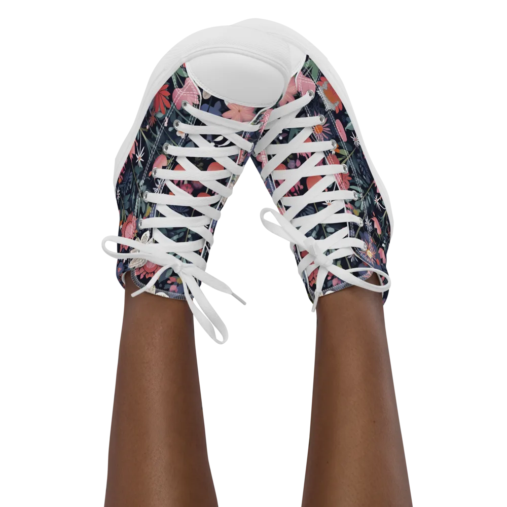 Twilight Bloom on Women's High Top Canvas Shoes — Front