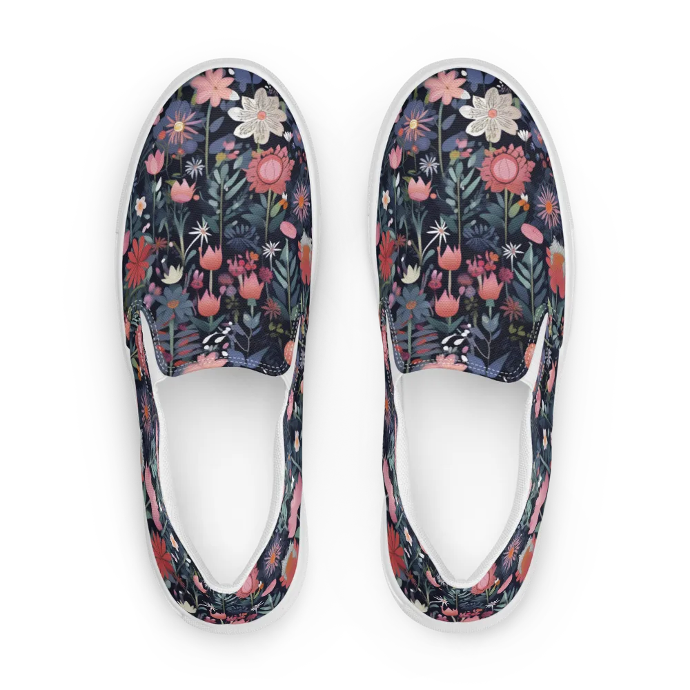 Twilight Bloom on Men's Slip-On Canvas Shoes — Front