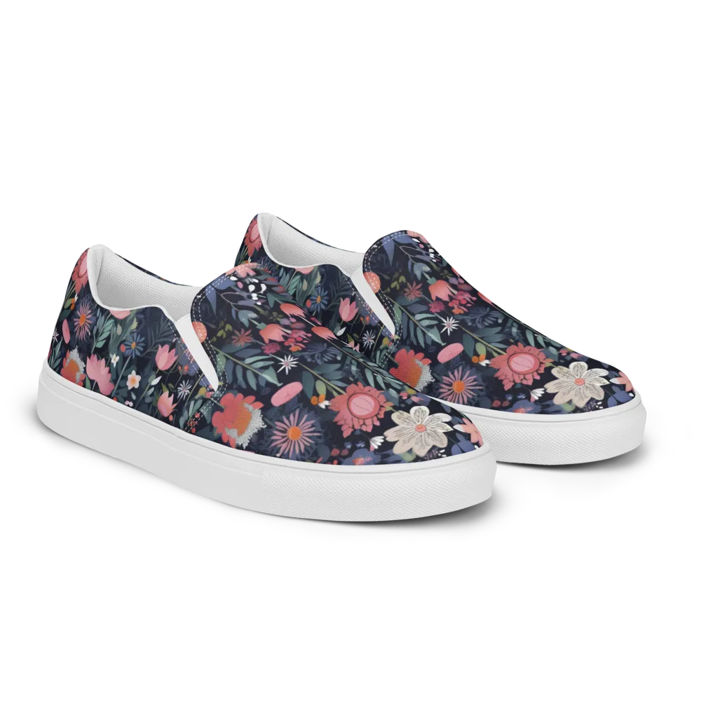 Twilight Bloom on Men's Slip-On Canvas Shoes — Right Front