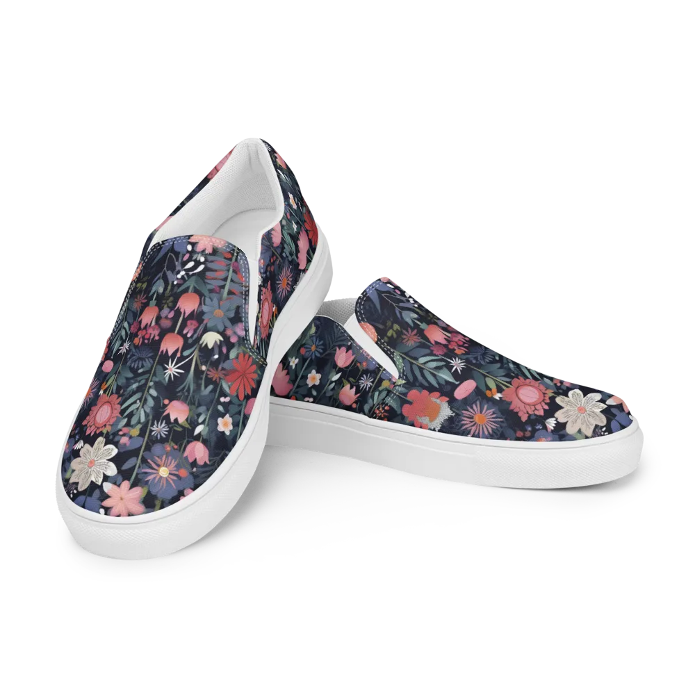Twilight Bloom on Men's Slip-On Canvas Shoes — Left Front