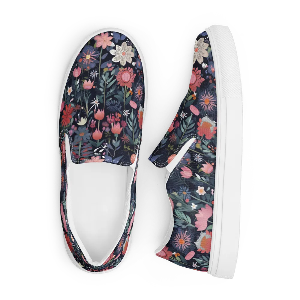 Twilight Bloom on Men's Slip-On Canvas Shoes — Front