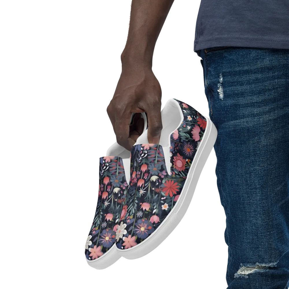 Twilight Bloom on Men's Slip-On Canvas Shoes — Left Front